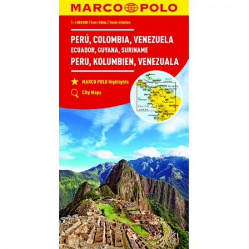 Marco Polo Mapa  Peru Kolumbia Wenezuela Ekwador Gujana Surinam 1:4 000 000